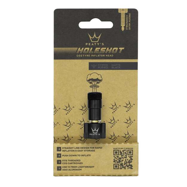 PEATY S HOLESHOT CO2 TYRE INFLATOR HEAD BLACK (PPR-HTI-IFH-BLK-12)