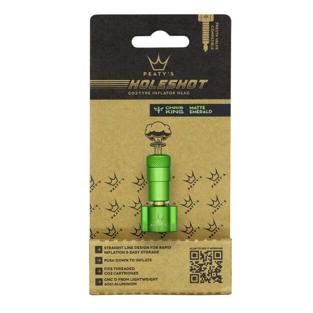 PEATY S HOLESHOT CO2 TYRE INFLATOR HEAD EMERALD (PPR-HTI-IFH-EMR-12)