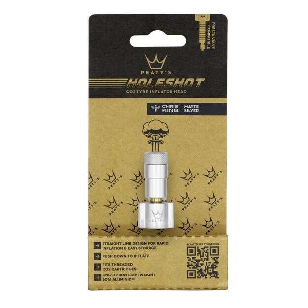 PEATY S HOLESHOT CO2 TYRE INFLATOR HEAD SILVER (PPR-HTI-IFH-SIL-12)