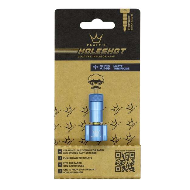 PEATY S HOLESHOT CO2 TYRE INFLATOR HEAD TURQUOISE (PPR-HTI-IFH-TRQ-12)
