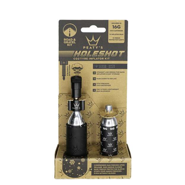 CO2 pompa PEATY S HOLESHOT CO2 TYRE INFLATOR - ROAD & GRAVEL (16G) - BLACK (PPR-HTI-RAG-BLK-12) 1