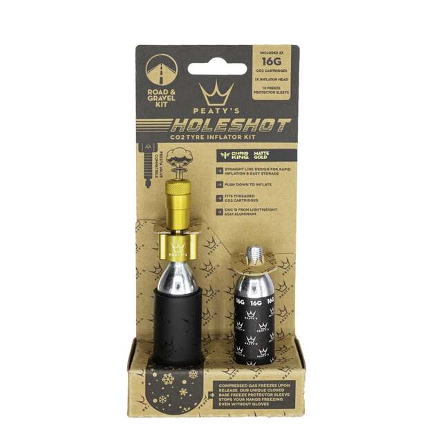 CO2 pompa PEATY S HOLESHOT CO2 TYRE INFLATOR - ROAD & GRAVEL (16G) - GOLD (PPR-HTI-RAG-GLD-12) 1