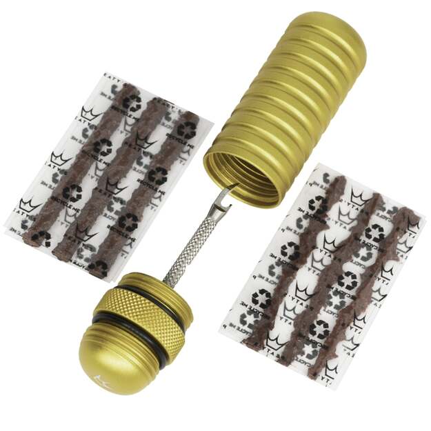 Bekamerinės sistemos remonto komplektas PEATY S HOLESHOT TUBELESS PUNCTURE PLUGGER KIT - GOLD (PPR-TPP-GLD-12)