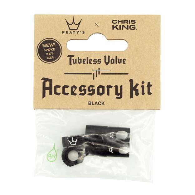 Priedas ventiliams PEATY S X CHRIS KING (MK2) BLACK TUBELESS VALVES ACCESSORY KIT (PTV2-ACCS-BLK-12)