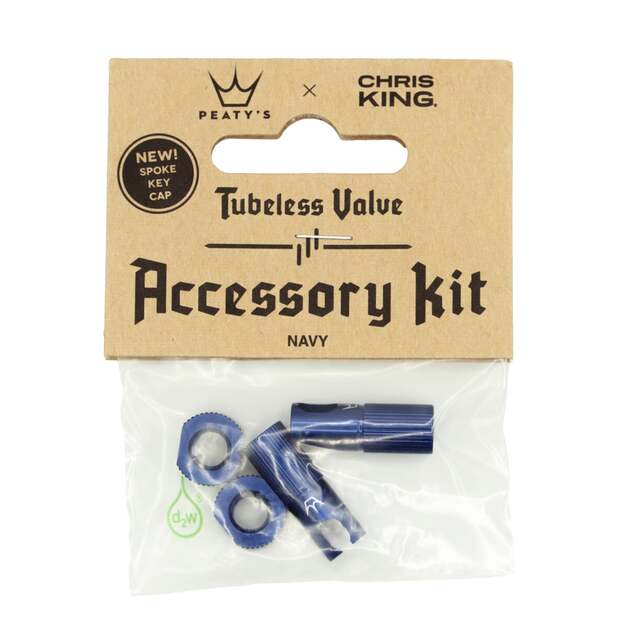 Priedas ventiliams PEATY S X CHRIS KING (MK2) NAVY TUBELESS VALVES ACCESSORY KIT (PTV2-ACCS-NVY-12)