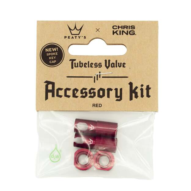 Priedas ventiliams PEATY S X CHRIS KING (MK2) RED TUBELESS VALVES ACCESSORY KIT (PTV2-ACCS-RED-12)
