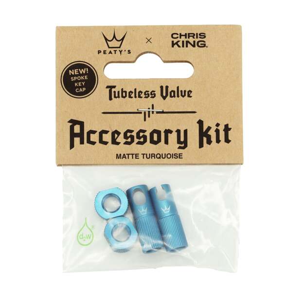 Priedas ventiliams PEATY S X CHRIS KING (MK2) TURQUOISE TUBELESS VALVES ACCESSORY KIT (PTV2-ACCS-TRQ-12)