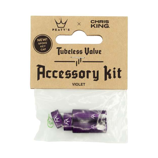 Priedas ventiliams PEATY S X CHRIS KING (MK2) VIOLET TUBELESS VALVES ACCESSORY KIT (PTV2-ACCS-VLT-12)